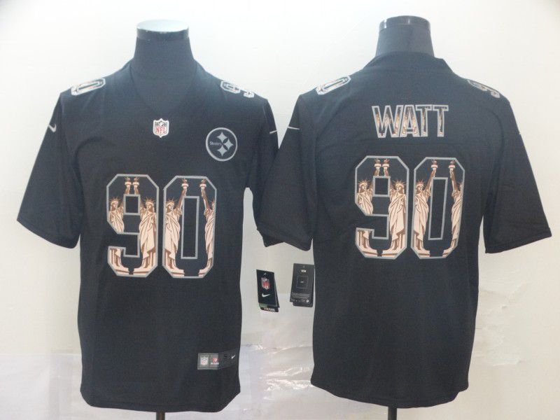 Men Pittsburgh Steelers #90 Watt Black Nike Goddess fashion Edition NFL Jerseys